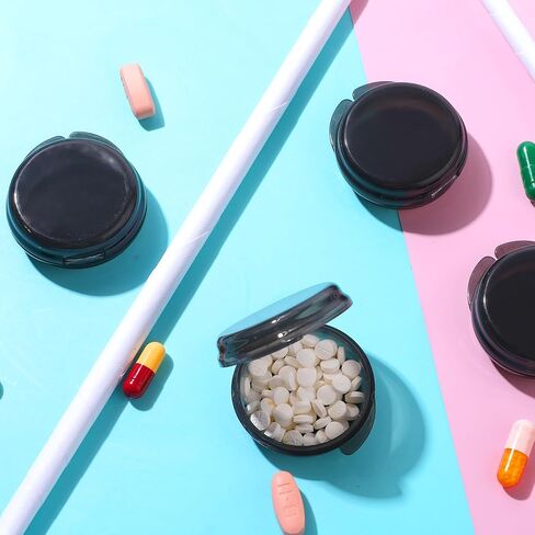 5Pcs Small Pill Box, Travel Pill Case, Portable Medicine Pill Container Holder, Daily Round Mini Pill Organizer for Purse Pocket to Hold Vitamin Medication Fish Oil Supplement in Saudi Arabia