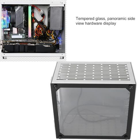 حافظة هيكل الكمبيوتر، حافظة كمبيوتر Mini-ITX، حافظة صغيرة محمولة صغيرة، لوحة أم ITX للكمبيوتر المكتبي، حافظة شفافة جانبية، 110‑240 فولت in Kuwait