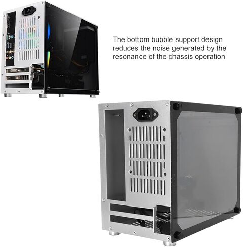 حافظة هيكل الكمبيوتر، حافظة كمبيوتر Mini-ITX، حافظة صغيرة محمولة صغيرة، لوحة أم ITX للكمبيوتر المكتبي، حافظة شفافة جانبية، 110‑240 فولت in Kuwait