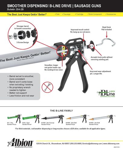 Albion Engineering E12S20 B-Line Cordless Sausage Caulking Gun, No Drip, 12V, 20 oz | No-drip design, 20 oz capacity in Saudi Arabia