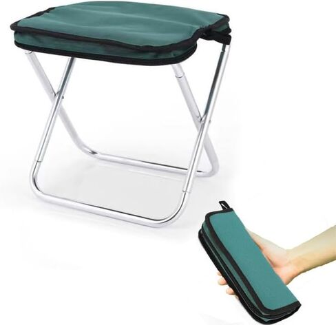 Portable Aluminum Folding Stool with Self Zippered Storage Bag, Lightweight 0.68 lbs, for Outdoor Activities Hiking Camping Picnic Fishing, 330 LBS Capacity (Black) in Kuwait