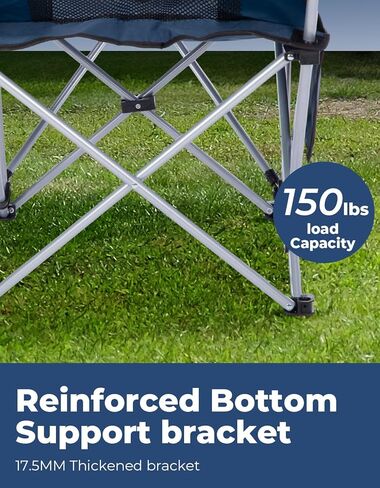 كرسي التخييم DEERFAMY مع مسند للقدمين، سعة وزن تصل إلى 260 رطلاً، 600D أكسفورد مستلق أرجل كرسي التخييم قابلة للطي مع مسند الرأس وحاملي الأكواب وحقيبة تخزين خارجية in Kuwait