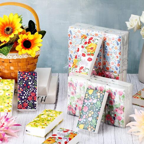 Sinmoe 48 Pack Pocket Tissues Travel Tissues Spring Flower Bulk 4 Ply Floral Patterns Facial Tissues Small Individual Tissue Packs for Spring Wedding Party Favors Travel Purse Backpack Office, 8 Style in Saudi Arabia