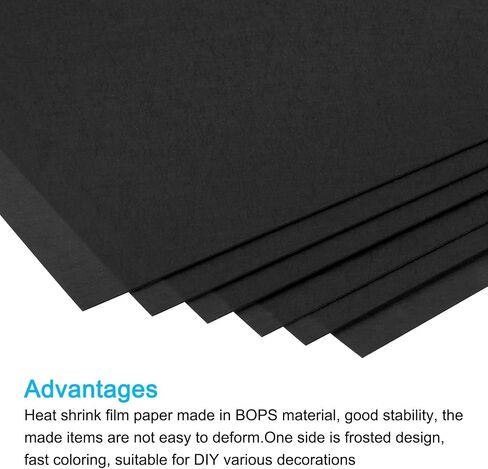 MECCANIXITY Shrink Plastic Sheet, 11.42x7.87x0.012 Inch Sanded Heat Shrink Films Paper for Creative Craft Black 5 Pack in Saudi Arabia