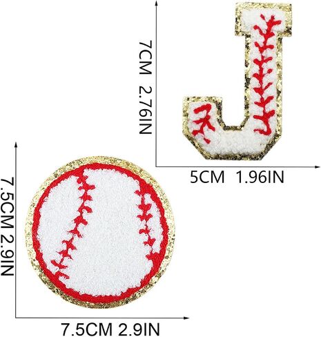 2PCS Baseball Embroidered Initial Glitter Charms For BOGG BAG Accessories For BOGG BAG Beach Tote Bags Decor in Saudi Arabia