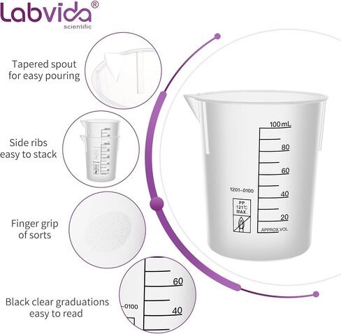 12PCS Mini Plastic Beakers, Vol.30ml(1.01oz) Stackable Measuring Cup with Black Scale line, Plastic Pitcher PP material Ideal for Science Activities and Household Use, LVB010 in Saudi Arabia
