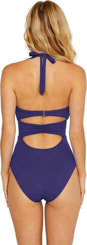 Buckle Up - Women's One Piece Bandeau Swimsuit with Cut Out Neckline and Removable Cups, Bathing Suits for Women in Saudi Arabia