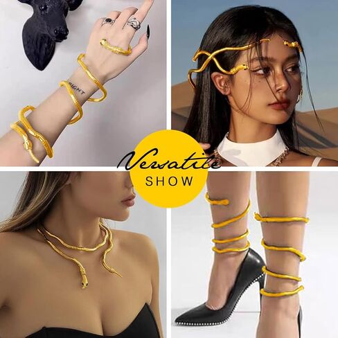 عقد TWINKLEDE ذهبي على شكل ثعبان وقلادة مرنة متعددة الأغراض للنساء in Kuwait