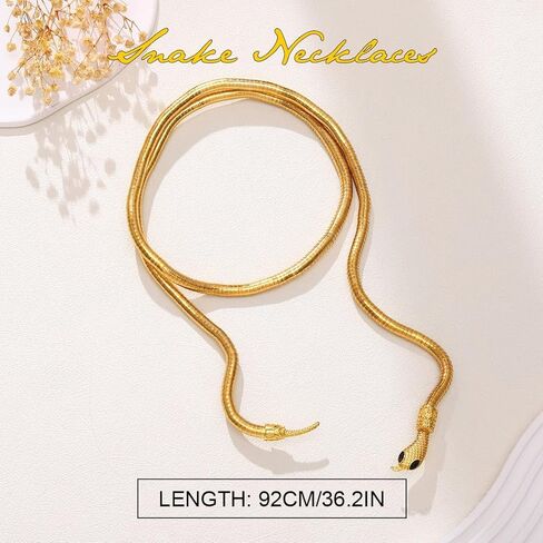 عقد TWINKLEDE ذهبي على شكل ثعبان وقلادة مرنة متعددة الأغراض للنساء in Kuwait