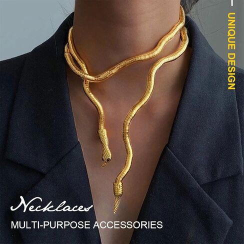عقد TWINKLEDE ذهبي على شكل ثعبان وقلادة مرنة متعددة الأغراض للنساء in Kuwait