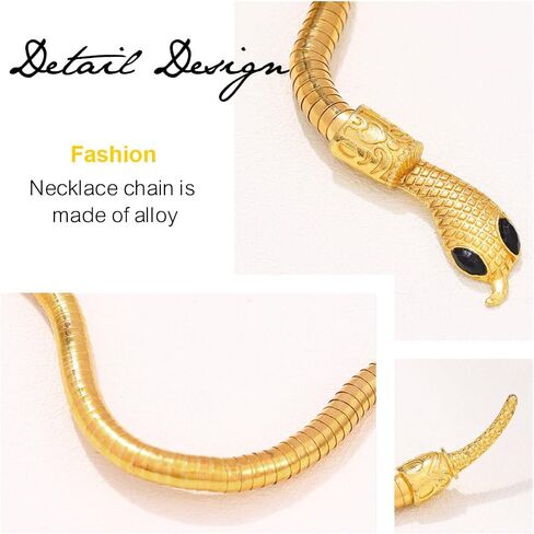 عقد TWINKLEDE ذهبي على شكل ثعبان وقلادة مرنة متعددة الأغراض للنساء in Kuwait