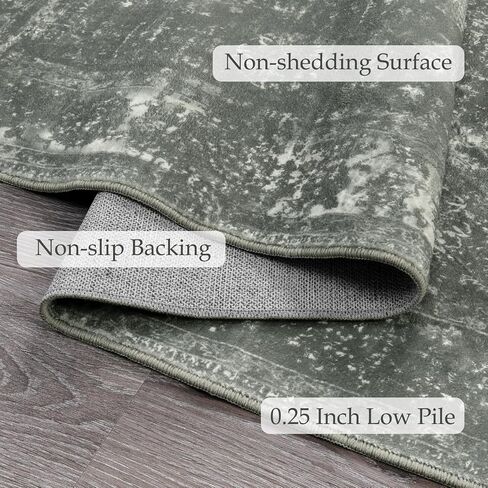 سجاد Seavish قابل للغسل لغرفة المعيشة سجاد منطقة 8x10 سجاد أزرق عتيق لغرفة النوم، سجاد غرفة الطعام منخفض الكومة لتزيين أرضية الطاولة لغرفة الحضانة وغرفة اللعب in Kuwait