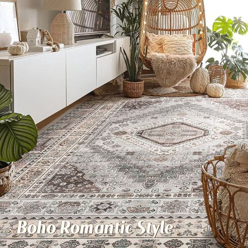 سجاد منطقة 9 × 12 لغرفة المعيشة وغرفة النوم والمنزل والمكتب ديكور داخلي للأرضيات، سجادة سجادة رفيعة للغاية وقابلة للغسل، سجادة منطقة قابلة للطي خفيفة الوزن غير قابلة للانزلاق، سجاد كبير عتيق مقاوم للبقع، زهور متعددة in Kuwait