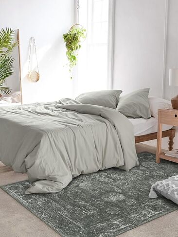 سجاد Seavish قابل للغسل لغرفة المعيشة سجاد منطقة 8x10 سجاد أزرق عتيق لغرفة النوم، سجاد غرفة الطعام منخفض الكومة لتزيين أرضية الطاولة لغرفة الحضانة وغرفة اللعب in Kuwait