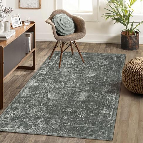 سجاد Seavish قابل للغسل لغرفة المعيشة سجاد منطقة 8x10 سجاد أزرق عتيق لغرفة النوم، سجاد غرفة الطعام منخفض الكومة لتزيين أرضية الطاولة لغرفة الحضانة وغرفة اللعب in Kuwait