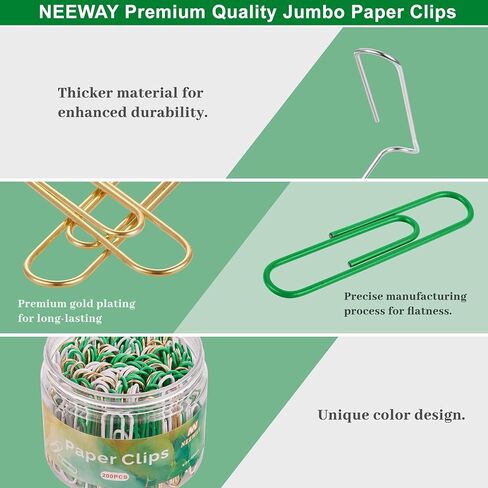 200pcs Large Paper Clips, 2 Inch Jumbo Paper Clip, Ceative Colored Paperclips for Paperwork Office School and Personal Use (Green) in Kuwait