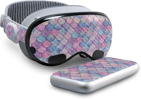Carbon Fiber VR Skin Compatible with Apple Vision Pro - Mermaid Scales - Premium 3M Vinyl Protective Wrap Decal Cover - Easy to Apply | Crafted in The USA by MightySkins in Kuwait