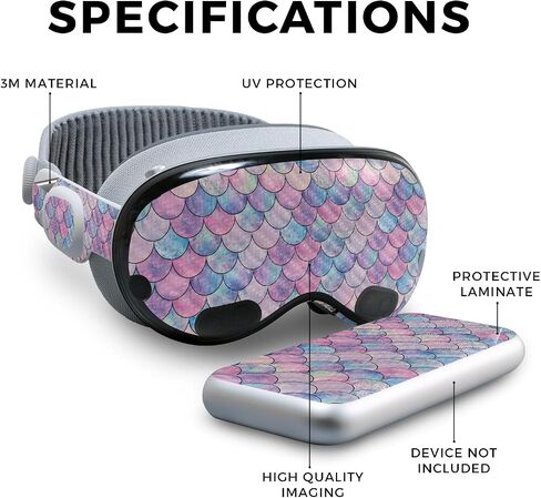 Carbon Fiber VR Skin Compatible with Apple Vision Pro - Mermaid Scales - Premium 3M Vinyl Protective Wrap Decal Cover - Easy to Apply | Crafted in The USA by MightySkins in Kuwait