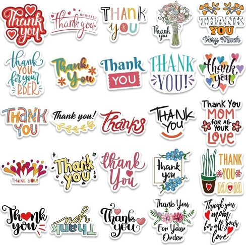 ملصقات شكرًا لك، 50 ورقة من ملصقات الفينيل المقاومة للماء، ملصقات مغلفات وبطاقات وملصقات القصاصات وأجهزة الكمبيوتر المحمولة للأطفال والمراهقين والبالغين ملصقات الصداقة الملهمة (شكرًا لك) in Kuwait