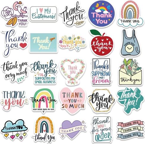 ملصقات شكرًا لك، 50 ورقة من ملصقات الفينيل المقاومة للماء، ملصقات مغلفات وبطاقات وملصقات القصاصات وأجهزة الكمبيوتر المحمولة للأطفال والمراهقين والبالغين ملصقات الصداقة الملهمة (شكرًا لك) in Kuwait