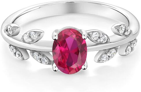 Gem Stone King قم ببناء خاتمك الخاص - خاتم جوهرة بيضاوي مخصص من الفضة الإسترليني عيار 925 خاتم خطوبة على شكل فرع كرمة الزيتون in Saudi Arabia