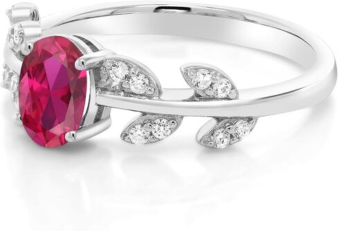 Gem Stone King قم ببناء خاتمك الخاص - خاتم جوهرة بيضاوي مخصص من الفضة الإسترليني عيار 925 خاتم خطوبة على شكل فرع كرمة الزيتون in Saudi Arabia