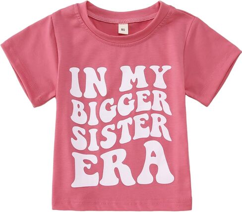in My Bigger Sister Era Shirts Toddler Baby Girl T-Shirt Big Sister Announcement Outfit Summer Tops Short Sleeve Tee in Saudi Arabia