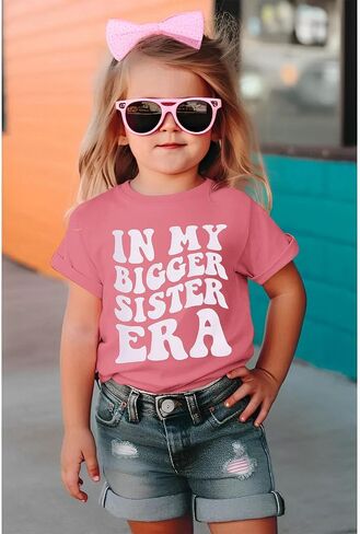in My Bigger Sister Era Shirts Toddler Baby Girl T-Shirt Big Sister Announcement Outfit Summer Tops Short Sleeve Tee in Saudi Arabia