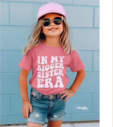 in My Bigger Sister Era Shirts Toddler Baby Girl T-Shirt Big Sister Announcement Outfit Summer Tops Short Sleeve Tee in Saudi Arabia