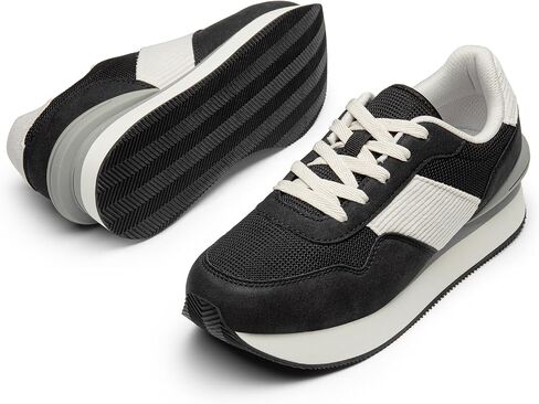 DREAM PAIRS Women Chunky Platform Lightweight Lace Up Casual Fashion Sneaker in Kuwait