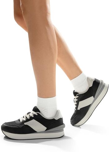 DREAM PAIRS Women Chunky Platform Lightweight Lace Up Casual Fashion Sneaker in Kuwait