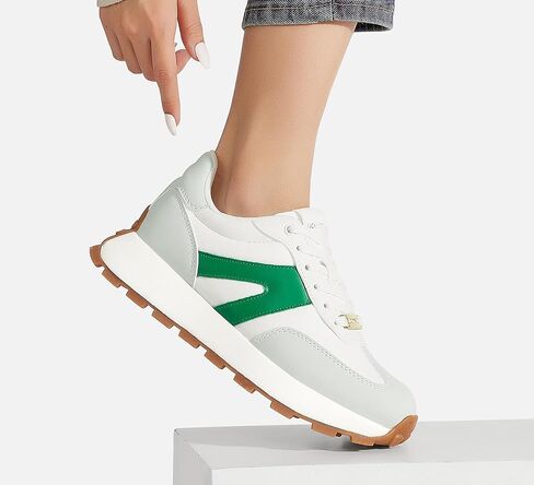 LUCKY STEP Women's Platform Fashion Sneakers Retro Classic Trainers Casual Lace-up Stylish Tennis Running Walking Shoes in Saudi Arabia