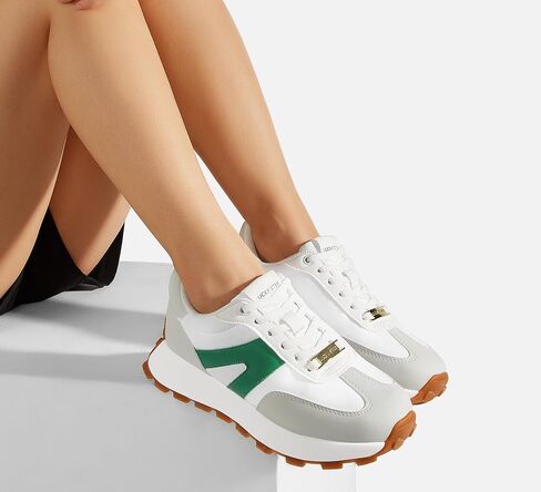 LUCKY STEP Women's Platform Fashion Sneakers Retro Classic Trainers Casual Lace-up Stylish Tennis Running Walking Shoes in Saudi Arabia