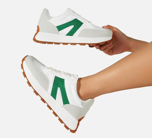 LUCKY STEP Women's Platform Fashion Sneakers Retro Classic Trainers Casual Lace-up Stylish Tennis Running Walking Shoes in Saudi Arabia
