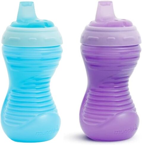 Munchkin Sippy Cups, 10oz Mighty Grip Spill Proof Toddler Cups for 6+Month Old - EZ to Hold Contoured Design, Soft Silicone Spout, Top Rack Dishwasher & Freezer Safe, BPA Free, Kids Cup (Blue/Green) in Saudi Arabia