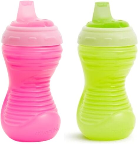 Munchkin Sippy Cups, 10oz Mighty Grip Spill Proof Toddler Cups for 6+Month Old - EZ to Hold Contoured Design, Soft Silicone Spout, Top Rack Dishwasher & Freezer Safe, BPA Free, Kids Cup (Blue/Green) in Saudi Arabia