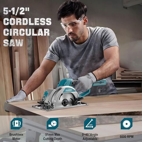 منشار دائري لاسلكي 5-1/2 بوصة لبطارية ماكيتا 18 فولت، بدون فرش 6600 دورة في الدقيقة أقصى عمق قطع 2 بوصة (90 درجة)، منشار بلاط مدمج للخشب والبلاط والمعادن الناعمة وقطع البلاستيك (بدون بطارية) in Kuwait