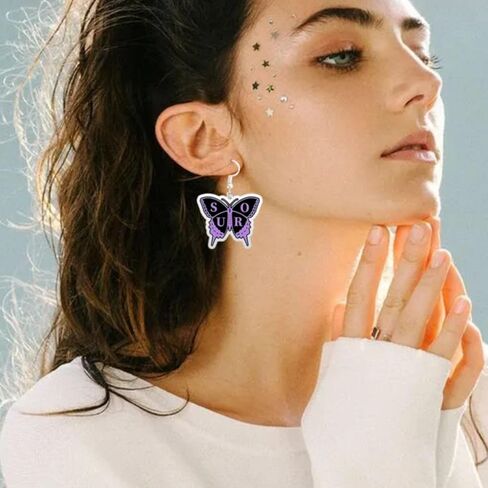 YANMIN Inspired Merch Earrings Acrylic Purple Butterfly Earrings Dangle Concert Costume Outfits Jewelry Accessories Gifts for Women Girls Music Fans in Saudi Arabia
