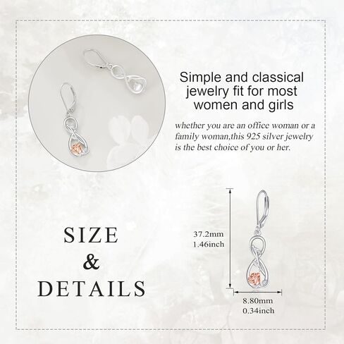 أقراط الورد من الفضة الإسترليني أقراط إنفينيتي على شكل زهرة أقراط متدلية على شكل زهرة هدايا مجوهرات عيد الأم للنساء والفتيات والأصدقاء in Kuwait
