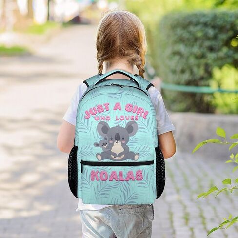 Kids School Backpack for Boys Girls, 16" Green Backpacks for School, Cute Koala Pattern Large Capacity Bookbag for Primary School in Saudi Arabia