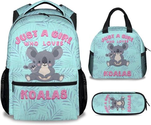 Kids School Backpack for Boys Girls, 16" Green Backpacks for School, Cute Koala Pattern Large Capacity Bookbag for Primary School in Saudi Arabia
