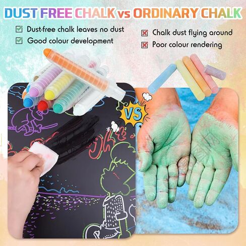 Dustless Chalks Sidewalk-Chalk for Kids - Non-Toxic Washable Toddlers Chalks, Chalkboard Chalk Pen With Holder for Blackboard Drawing Writing Outdoor Art Play, 12 Pcs (12 colours) in Saudi Arabia