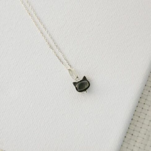 Black Cat Mother of Pearl Silver or 14k Gold Plated Necklace in Saudi Arabia
