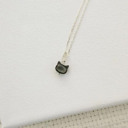 Black Cat Mother of Pearl Silver or 14k Gold Plated Necklace in Saudi Arabia