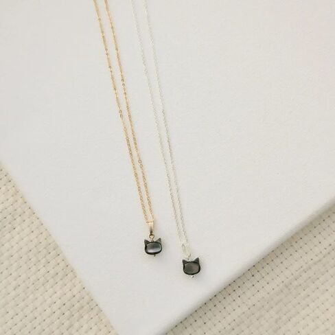 Black Cat Mother of Pearl Silver or 14k Gold Plated Necklace in Saudi Arabia