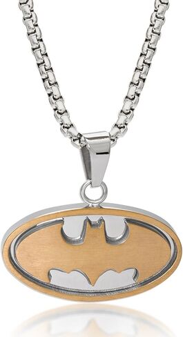 DC Comics Batman Jewelry for Men, Stainless Steel Two Tone Logo Pendant, Necklace in Saudi Arabia