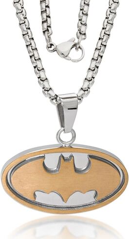 DC Comics Batman Jewelry for Men, Stainless Steel Two Tone Logo Pendant, Necklace in Saudi Arabia