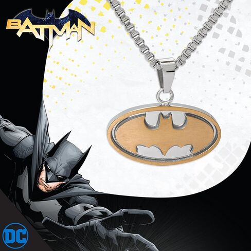 DC Comics Batman Jewelry for Men, Stainless Steel Two Tone Logo Pendant, Necklace in Saudi Arabia