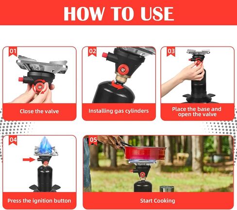 DOMINOX Portable Propane Camping Stove with Button Starter, 10,000 BTU Burner Propane Stove, Backpacking Stove with Precise Temperature Control for Camping & Hiking (Propane Tank Not Included) in Saudi Arabia