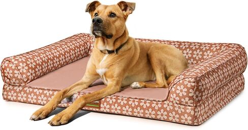 ClevaHome Comfort Orthopedic Dog Bed for Large Dogs - Waterproof Sofa Bed with Removable Bolsters & Washable Cover & Nonslip Bottom, Egg Foam Dog Sofa with Enhanced Head and Neck Support in Kuwait